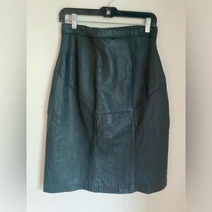 100% leather green pencil skirt